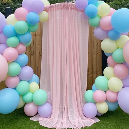Pink Sequin Backdrop Curtains-4 Panels 2FTx8FT Pink Backdrop for Valentines Day, Glitter Party Decorations Background Drapes for Wedding Birthday Anniversary Graduation Photo Booth Decor - Image 6