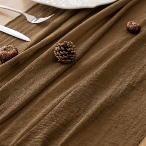 10Pcs Coffee Cheesecloth Table Runner 120 Inches for Party Boho Home Decor - Image 4
