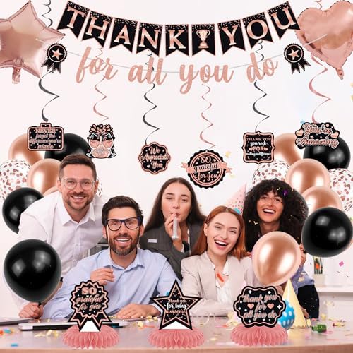 Vlipoeasn We Appreciate You Banner Decorations(Black Rose Gold) - Image 5
