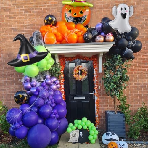 154Pcs Halloween Balloon Arch Garland Kit, Pumpkin Ghost Boo Foil Balloons - Image 5