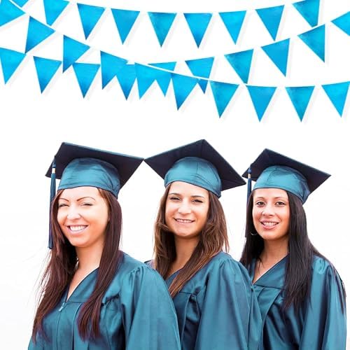 Sky Blue Party Decorations - Light Blue Triangle Pennant Banner Flag - Metallic Fabric Bunting for Graduation, Wedding, Retirement, Birthday, Under The Sea, Nautical, Ahoy, Party Decor Supplies - Image 6