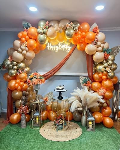 160Pcs Fall Balloons Garland Arch Kit - Orange Coffee Brown Gold White Sand Boho Latex Balloon for Autumn Birthday Hello Fall Little Pumpkin Baby Shower ThanksGiving Themed Party Decorations - Image 4