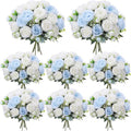 Geosar 8 Bundles Artificial Peonies Flowers,Blue, White by Geosar