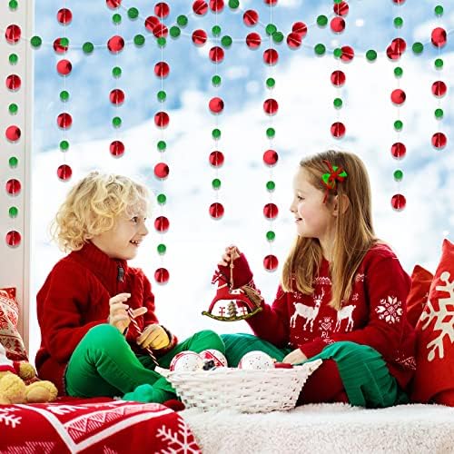 Outus 5 Pieces Red, Green Round Dots Garland Party Hanging Decor - Image 4