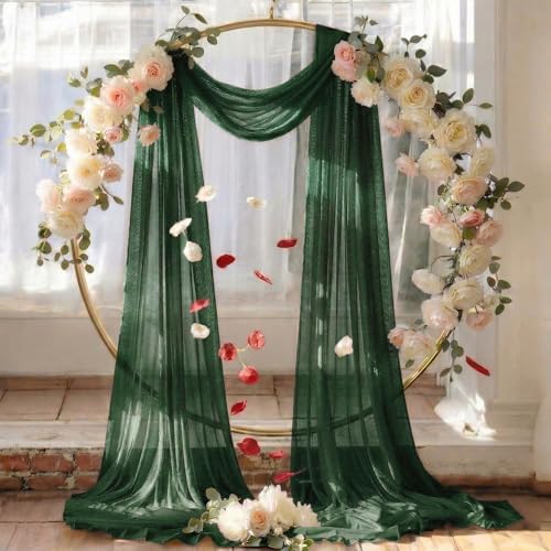 Pack of 2 Wedding Arch Drape Panel Fabric 30" x 30ft - Hunter Green - Image 6