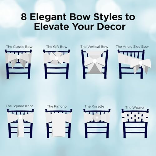 Leading Linens 1 pc White 108"x8" Satin Bow Sash Chair Cover Decoration - Image 5