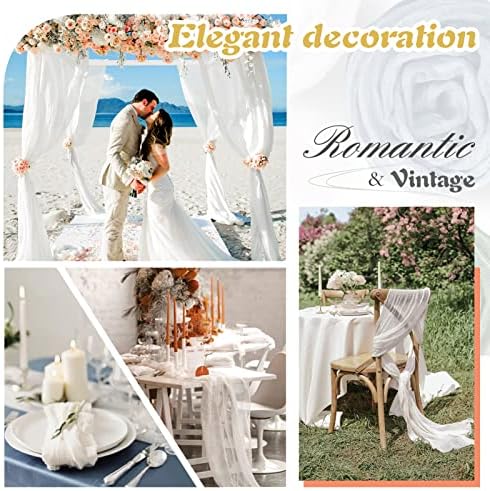 White Cheesecloth Table Runner 2 Pack 35" Boho Gauze 120 inches Long Runner Rustic Sheer Cheese Cloth Fabric Bulk for Baby Shower Wedding Bridal Birthday Party Decorations - Image 4