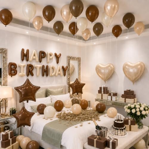 Cream Brown Birthday Decorations for Nude Fall Happy Birthday Balloon - Image 4