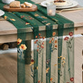 Artoid Mode Wildflower Dark Green Embroidery Table Runner 120 Inch 10FT by ArtoidMode