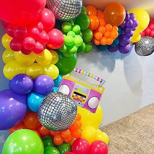 Back to 80s 90s Party Decor, Rainbow Neon Disco Balloon Garland Arch Kit - Image 5