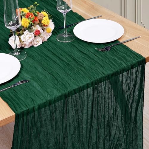 1 Pack Cheesecloth Table Runner 10Ft Christmas Gauze Boho Table Runners for Wedding Decor Bridal Shower Decorations Baby Shower Party(35" x 120") by Home