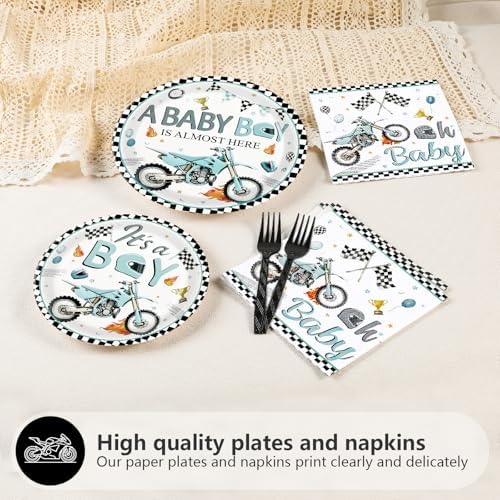 96Pcs Dirt Bike Baby Shower Party Decorations for Boys, Serves 24 - Image 4