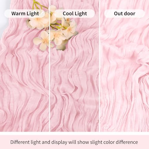 3 Pack Light Pink Cheesecloth Table Runner 17x108 Inch Semi Sheer Boho Gauze Cheese Cloth Fabric Table Runners Table Decor for Wedding Party Baby Shower Birthday Home Decor Garden Farmhouse - Image 7