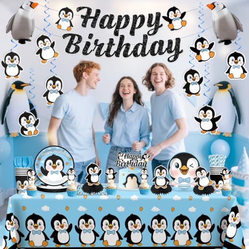 Xynic 179pcs Penguin Birthday Decorations Complete Tableware Set, 25 Guests - Image 7