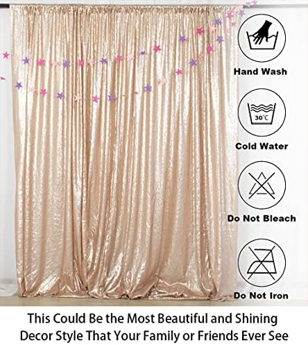 ShinyBeauty PHOTOBOOTH Background Best Choice-7FTx7FT-Champagne-Sequin Photography Backdrop Curtains for Wedding - Image 5