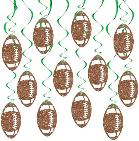 BEISHIDA Football Hanging Swirl Decorations-15Pcs Pre-Strung Football Party Ceiling Hanging Decorations for Game Day Birthday Theme Party Supplies by Beishida