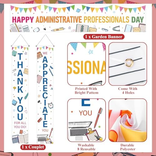 Smoothnovelty 3 Pcs Multicolor Administrative Professional Day Banner - Image 3