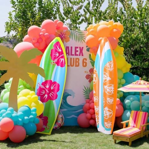 JellyArch 4 Pcs Inflatable Surfboards Hawaiian Party Pool Decor - Image 6