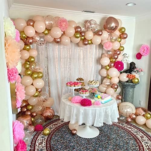 Blush Rose Gold Balloon Garland Arch Kit, 119 Pieces Peach Pink Gold Pastel Orange Metallic Rose Gold Confetti Balloon Garland Kit for Girls Women Birthday Wedding Baby Bridal Shower Party Decorations - Image 4