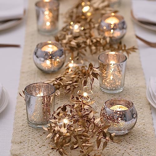LETINE 36pcs Silver Votive Candle Holders - Elegant Mercury Glass Tea Light Candle Holder Set for Weddings, Holiday Season Decorations,Christmas Table Centerpieces - Image 3