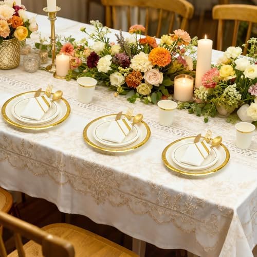 AIRE Gold White Paper Plates Set, 175PCS Disposable Tableware for 25 - Image 3