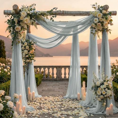 Pack of 2 Wedding Arch Drape Panel Fabric 30" x 50ft - Grey - Image 4