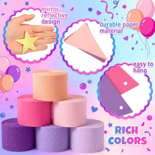 Frienda 14 Pcs Purple Pink Party Decorations Set for Fancy Birthday Party - Image 3