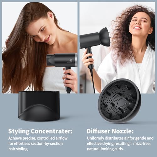 ANNE BETTY Ionic Hair Dryer with Diffuser, 1800W Blow Dryer for Women & Men, Fast-Drying, Lightweight, Low Noise, Hair Care Styling Tool for Home, Travel, Gifting - Image 5