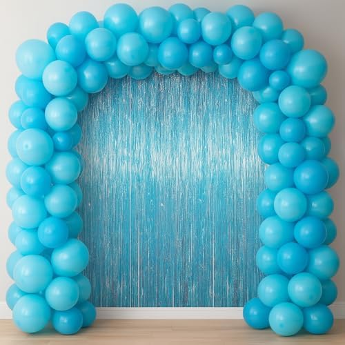 Voircoloria Light Blue Foil Fringe Backdrop Curtains, 3.3x6.6ft, 6pcs - Image 7