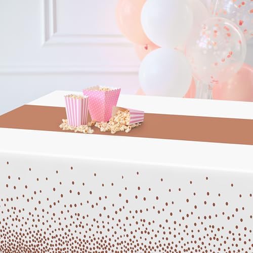 QZYL 4 Pack Disposable Table Cloth, 54" x 108" Rectangle Party Table Cloths with Pink Dot, Waterproof Plastic Table Covers for Birthday Wedding Receptions Family Gathering Holiday Dinner - Image 7