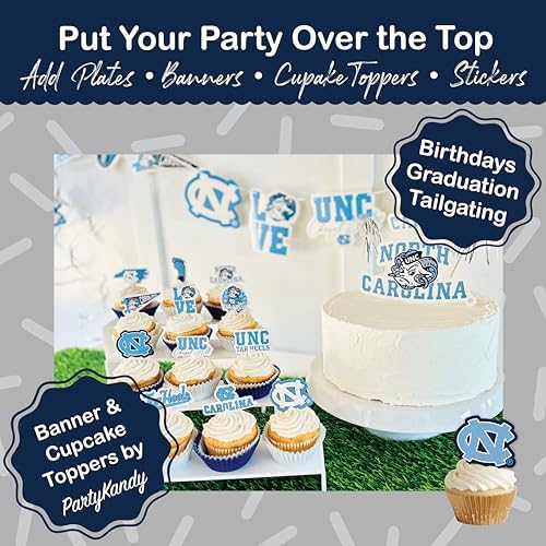UNC Tar Heels Plates Napkins Party Decor Graduation Supplies 37 Pc - Image 6
