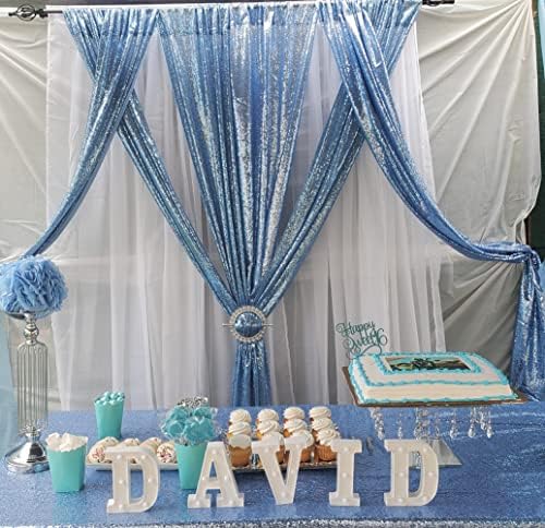 Poise3EHome Baby Blue Sequin Backdrop Curtain,2pcs 2FTx8FT Glitter Panels for Birthday Party Baby Shower Wedding Christmas Thanksgiving Holiday Festival Decor - Image 3