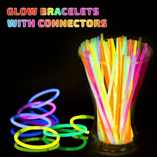 HONLYNE 400 Pack Glow Sticks Party Favors Bulk, 8" Glow in the Dark Party Supplies, Party Favors for Kids 8-12, Neon Glow Stick Bracelets & Necklaces for Raves, Halloween, Christmas, Birthdays - Image 4