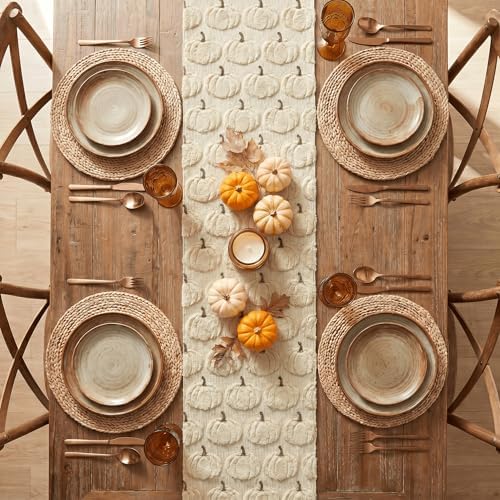Artoid Mode Beige Soft Faux Fur Fall Table Runner 13x48 Inch - Image 3