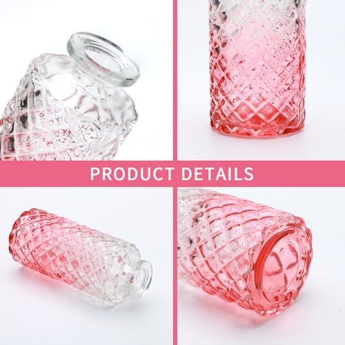 Pink Small Flower Vase Set, Glass Bud Vase in Bulk Set of 8 - Image 3