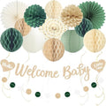 Sage Green Baby Shower Decorations Boy with Welcome Baby Banner by Aonor