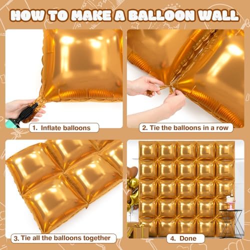 NISOCY 25PCS Brown Square Foil Balloons Wall Backdrop Tunnel Arch Kit - Image 4