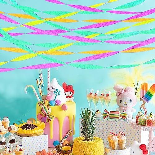 400 feet Glow Party Neon Streamer Decorations Glow Crepe Paper Streamers UV Reactive Fluorescent Neon Paper Streamers Glow in The Dark Party Supplies and Decorations Wedding Birthday Blacklight Party - Image 4