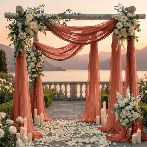 Pack of 1 Wedding Arch Drape Panel Fabric 30" x 100ft - Coral Peach - Image 4