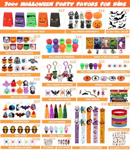 PLOUGVI 702PCS Halloween Party Favors Supplies Decorations - Trick or Treat Goodies Bag Fillers Stuffers - Halloween Toys for Classroom Prizes Gifts - Image 4