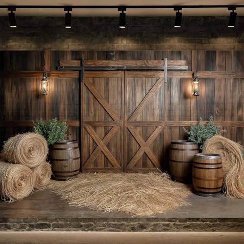 Western Barn Door Backdrop for Photography Western Cowboy Backdrop Wild West Theme Background Rustic Cowgirl Party Banner for Farm Rodeo Wedding Birthday Party Photo Shoot Supplies 10X8 FT - Image 4