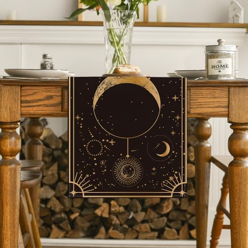 Artoid Mode Astrology Moon Magic Art Table Runner, Seasonal Mystical Gothic Kitchen Dining Table Decoration for Home Party Decor 13x108 Inch - Image 2