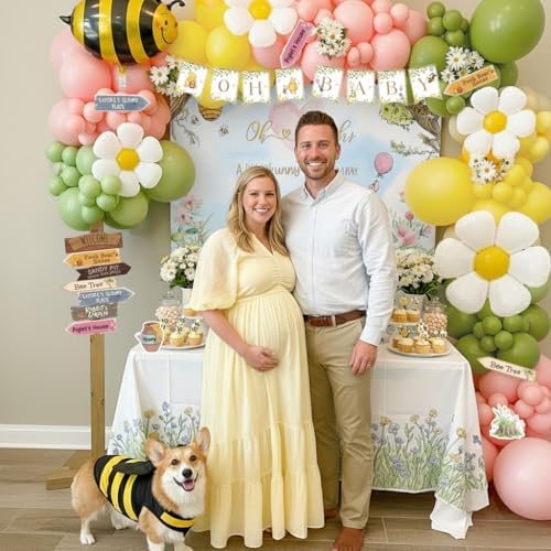 Winnie Balloon Arch Kit with Arrow Signs Banner backdrop Bee daisy Balloon for Classic Bear theme Decorations pink and Yellow Balloons for Honeycomb Bear Birthday Decorations girl Baby Shower supplies - Image 4
