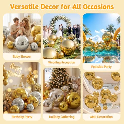 Inflatable Mirror Ball,Reusable Mirror Ball Large Event Decoration PVC Ball for Party,Concerts,Stage,Wedding Decorations - No Pump Included(Gold, 1pcs：0.6m) - Image 3