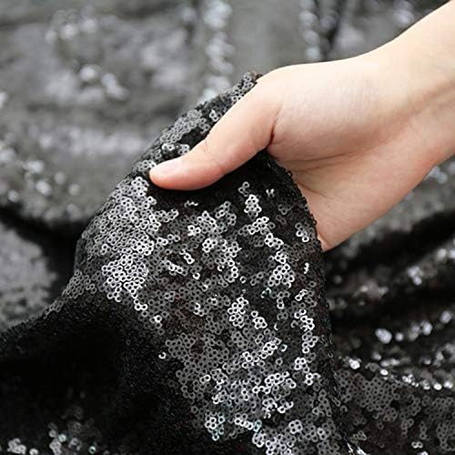 Poise3EHome Black Sequin Backdrop, 10Ft x 10Ft Glitter Photography Background Curtains, Sequence Drapes for Party Baby Shower Wedding Birthday Christmas Thanksgiving Halloween Decoration - Image 4