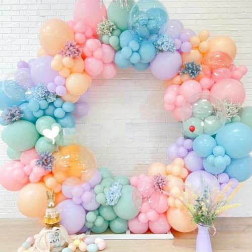 MEBAY Pastel Balloon Garland Arch Kit, 146Pcs Macaron Pink Blue Green Yellow Latex Balloons Different Sizes 18 12 10 5 Inch for Gender Reveal Baby Shower Wedding Birthday Party Decoration - Image 4