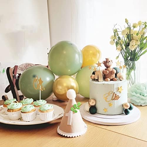 Sage green Balloons, 50Pcs 12 inch Sage Green Gold Confetti Party Balloons - Image 5