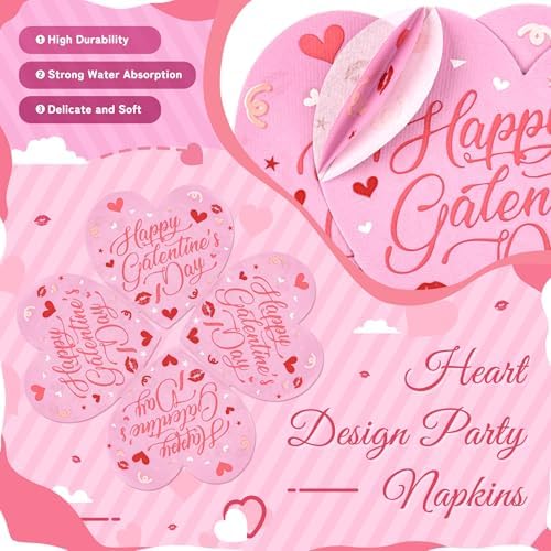 109PCS Happy Galentine's Day Party Supplies,Pink Love Heart Disposable Paper Plates Napkins Cups Forks Dinnerware for 24 Guest,Banner Balloons for Valentines Anniversary Wedding Engagement - Image 4