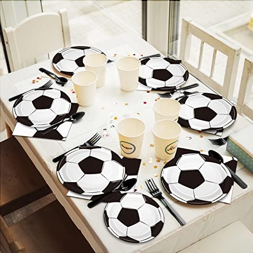 96Pcs Soccer Plates and Napkins Birthday Party Decorations Soccer Disposable Paper Tableware Set Sports Themed party supplies for Baby Shower Game Party Favors Birthday Gatherings Decor Serves 24 - Image 5