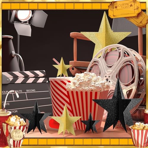 Sinload 45 Piece 3D Glitter Star Centerpieces Black Gold Party Decorations - Image 6